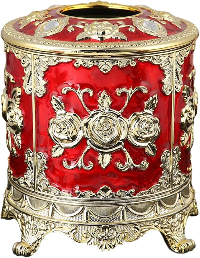 صندوق مناديل زخرفي مطلي بالمينا الحمراء لتنظيم طاولة المطبخ وغرفة المعيشة - Image 1